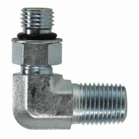Midland Industries Hydraulic Elbow, 111612 x 34 Nominal, Male ORing Boss x MNPT, 90 deg, 2900 psi, Steel 6806NWO1212